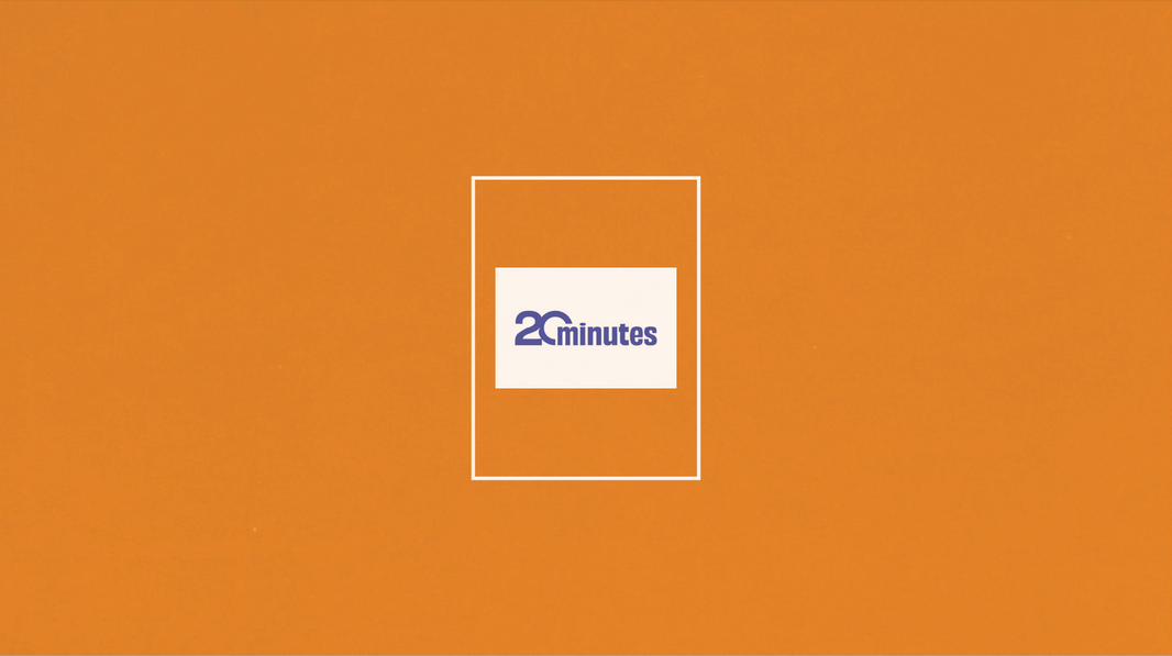 Logo 20minutes, sur aplat de couleur orange.