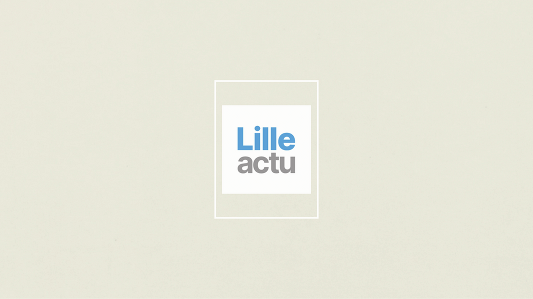 Aplat de couleur beige, logo Lille Actu