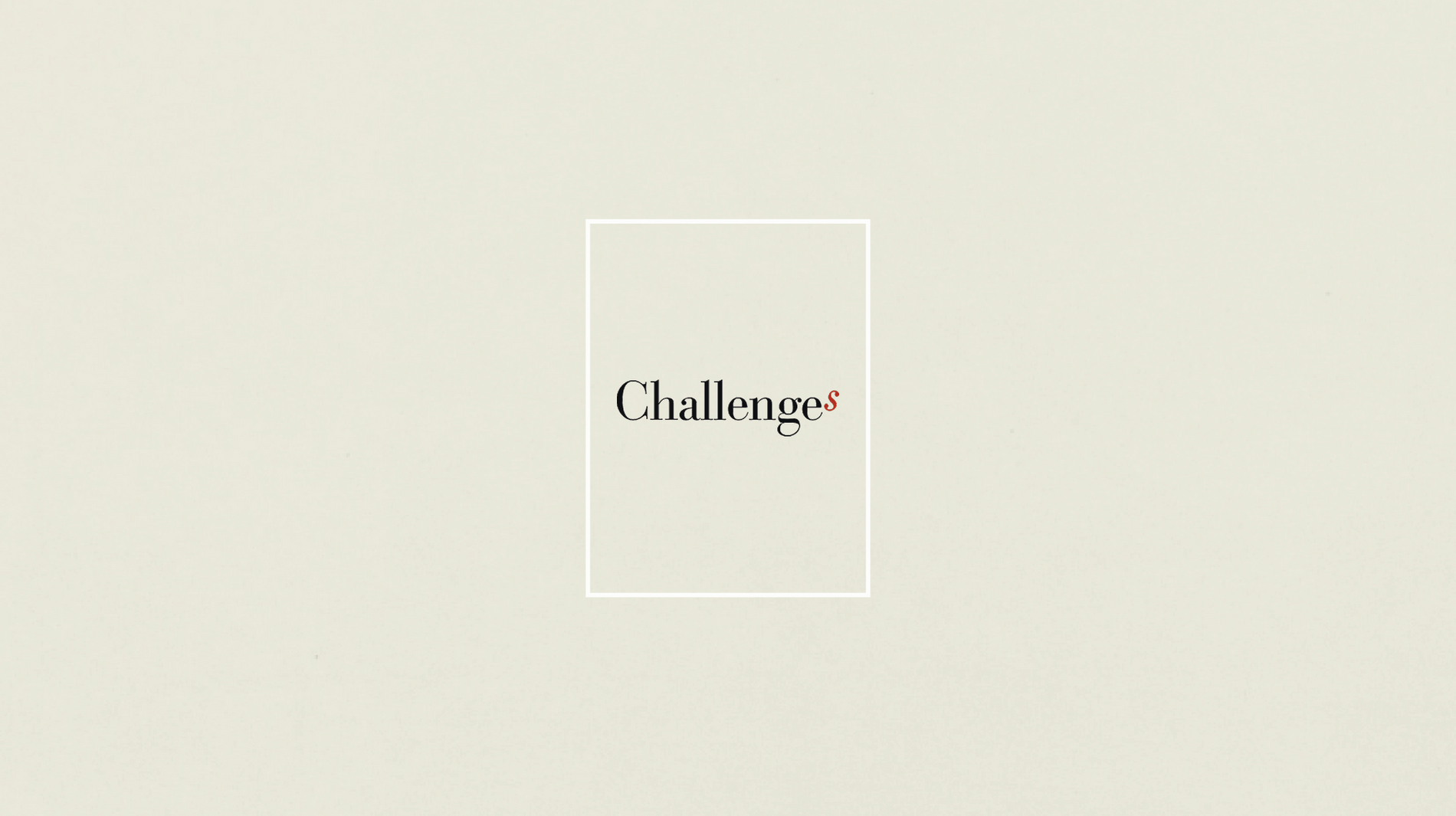 Logo CHALLENGES, sur aplat de couleur beige.